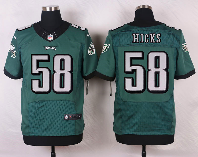 NFL Customize Philadelphia Eagles 58 Hicks Green Men Nike Elite Jerseys